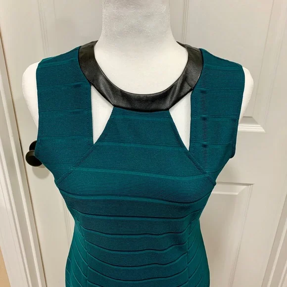 NWOT.  G by Guess dress with leather looking neck accent - Picture 5 of 7